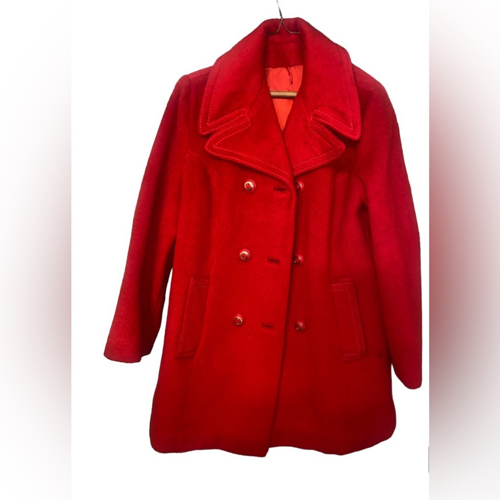 Red wool peacoat